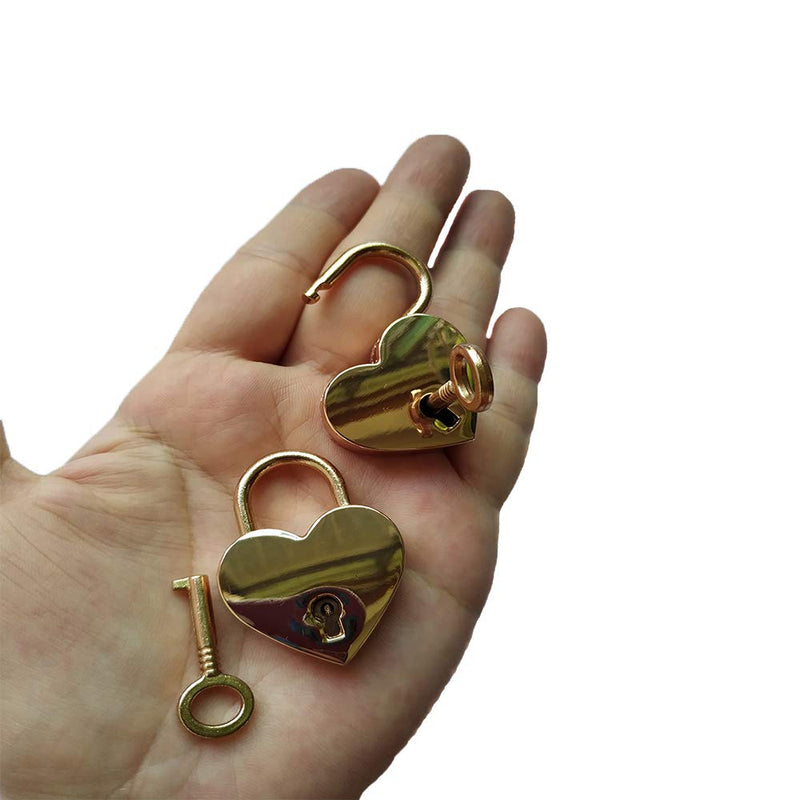 VerRich 2Pcs Small Heart Shaped Padlock Mini Lock with Key for handbag,Jewelry Box, Storage Box, Diary Book 2PCS Golden Love Shape Lock - NewNest Australia