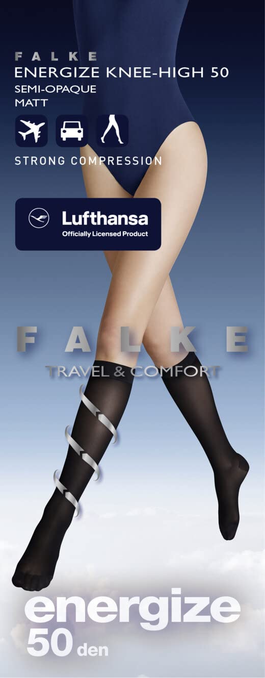 Falke Lufthansa Travel & Comfort Women'S Energize 50 Den Knee Socks Semi-Opaque Compression Pressure-Free Comfort Waistband Long Trips Sitting Better Blood Circulation Fine Soft Material 1 Pair - NewNest Australia