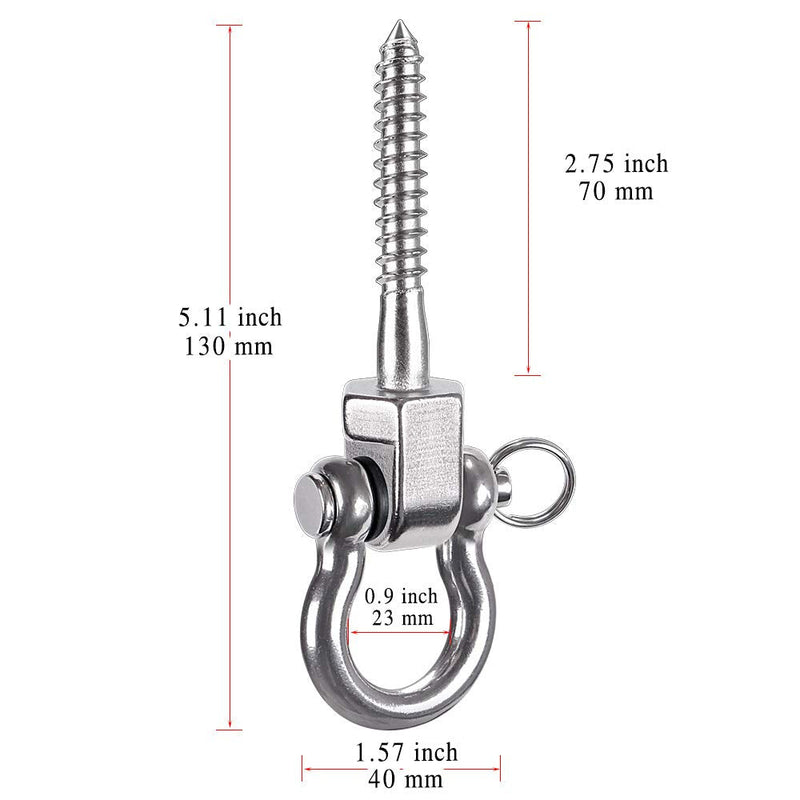 BeneLabel Set of 2 Permanent Antirust Stainless Steel 304 Screw Bracket Heavy Duty Swing Hanger 1800LB Capacity, Indoor Outdoor Playground Yoga Hammock Chair Sandbag Punching Bag, Hardware Swing Sets - NewNest Australia