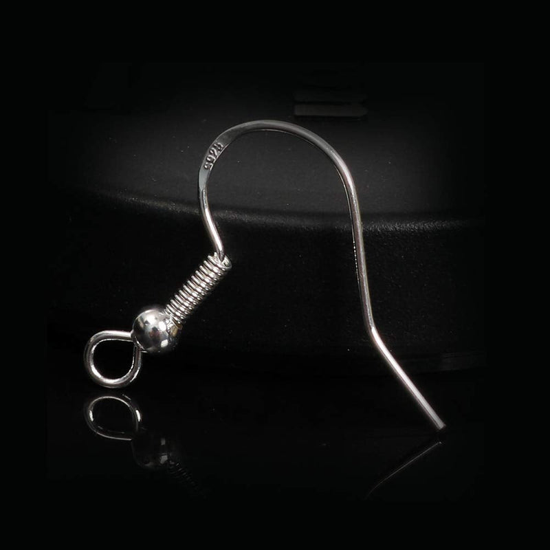100 PCS/50 Pairs 925 Sterling Silver Earring Hooks Fish Hook Ear Wires French Wire Hooks Hypo-allergenic Jewelry Findings Earring Parts DIY Making With 100 PCS Clear Rubber Earring Safety Backs - NewNest Australia