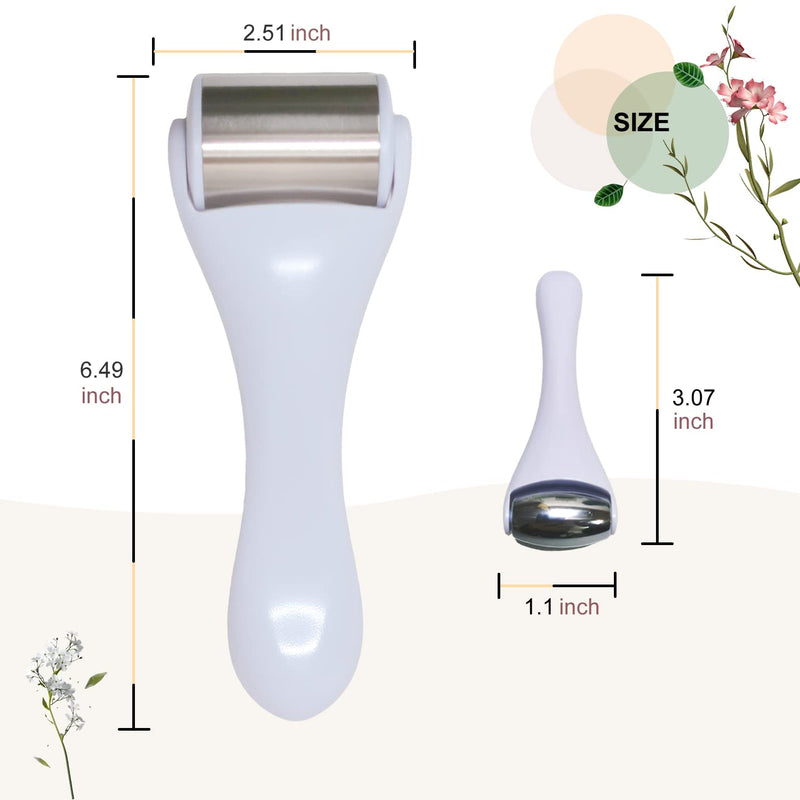 Hysotok Ice Roller for Face, Ice Roller for Face & Eye 2 Pcs, Stainless Steel Face Massager Ice Roller for Puffiness, Migraine, Pain Relief, Mini Ice Roller for Eyes Dark Circles (White) White - NewNest Australia