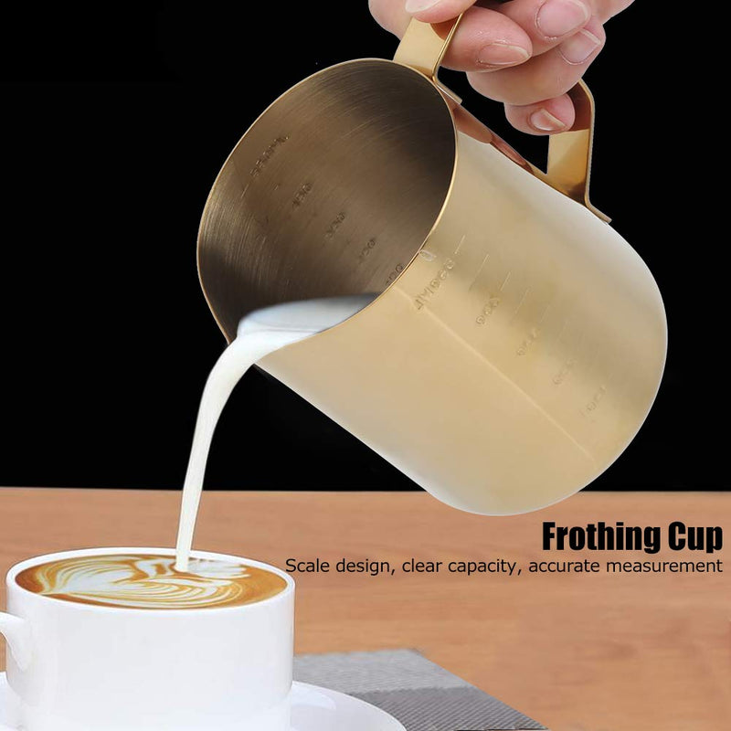 Christmas Carnival Frothing Pitcher - Milk Steaming Pitchers - Gold Stainless Steel Coffee Milk Frothing Cup Pitcher Jug with Scale for Home Coffee Latte Art Use(600ML) 600ML - NewNest Australia