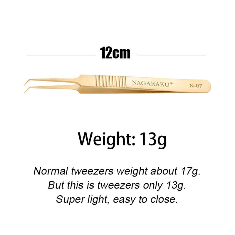 NAGARAKU Eyelash Extension Tweezers Professional Precision Tweezers Gold Curved Volume Cluster Super Light Easy Fanning Pre-Made Fan Tweezers Stainless Steel Tweezer (N-07) N-07 - NewNest Australia