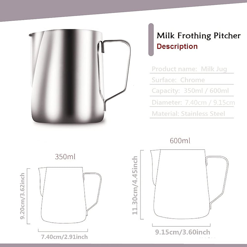 Stainless Steel Milk Frothing Pitcher, 12oz/350ml Milk Coffee Cappuccino Latte Art Frothing Pitcher Barista Milk Jug Cup 350ml Silver - NewNest Australia