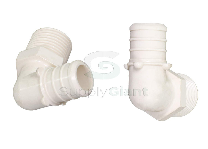 Supply Giant QQNM1238 Lead Free White Poly Alloy Elbow with Pex to Male Threaded Fittings, 1/2 x 3/8 - NewNest Australia