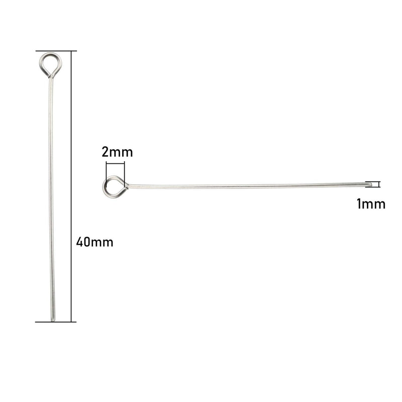 Eye Pin 200PCS 1.6inch/40mm 304 Stainless Steel Open Eyepins Headpins for Jewelry Necklace Making - NewNest Australia