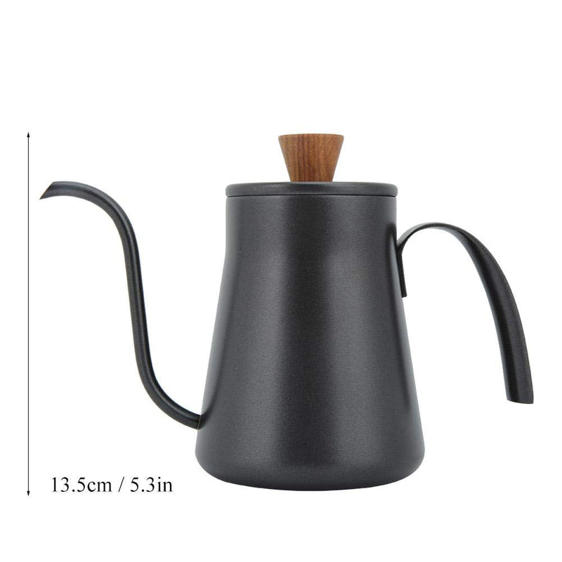 Kettle Coffee Pot, 400ml Stainless Steel Coffee Water Tea Narrow Mouth Pot with Handle Lid, Black. - NewNest Australia