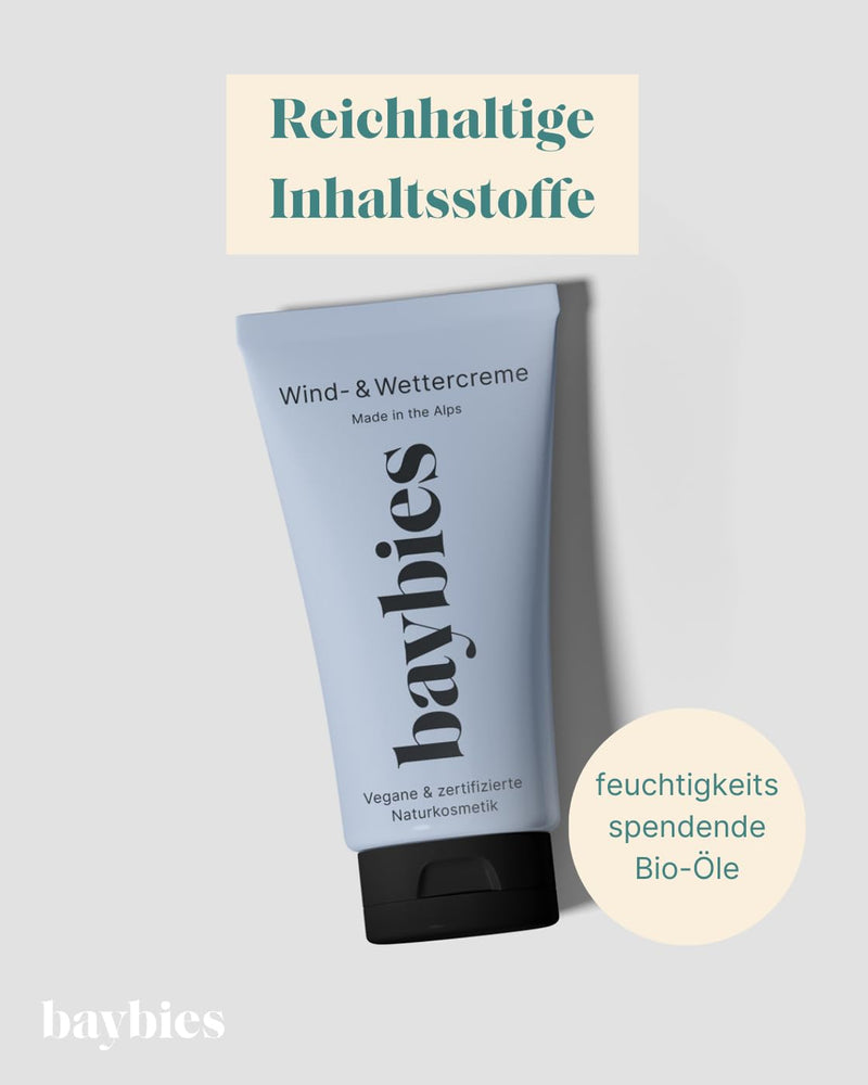 BAYBIES wind and weather cream 50 ml, protects against cold and wet, baby cream for sensitive baby skin, vegan & natural certified, developed with a pharmacist - NewNest Australia
