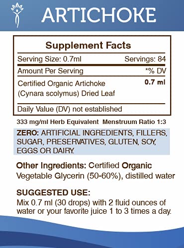 Artichoke Tincture Alcohol-Free Liquid Extract, Organic Artichoke (Cynara scolymus) Dried Leaf (2 FL OZ) 2 Fl Oz - NewNest Australia