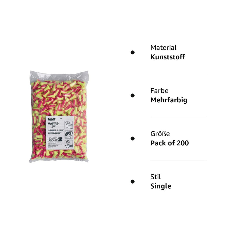 Howard Leight by Honeywell Laser-Lite Disposable Earplugs Refill Pack SNR 35 200 Pairs 0.01 Piece (Pack of 200) Single - NewNest Australia