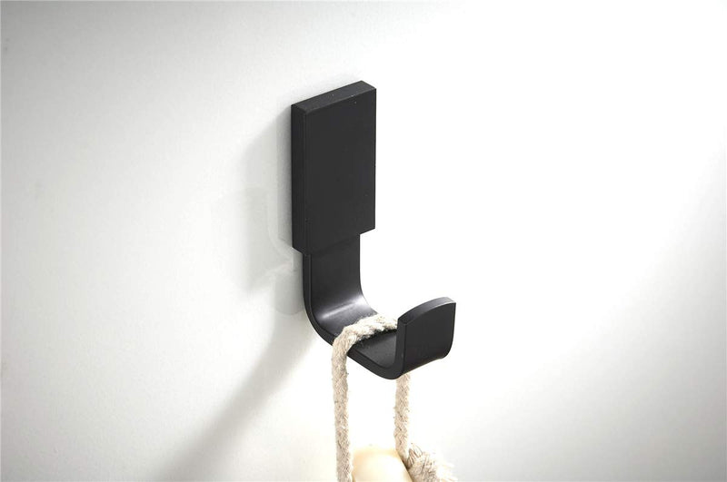 NewNest Australia - Flybath Coat Hook Brass Robe Towel Hooks Contemporary Style Matte Black Finish Wall Mounted - 5 Pack 