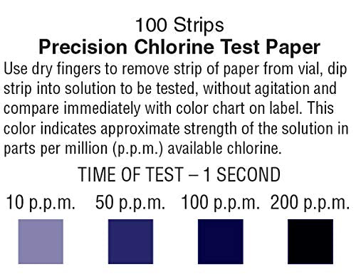 USA Made Restaurant Sanitizer Chlorine Bleach Test Paper, 10-200 ppm [100 Paper Test Strips] 100 - NewNest Australia