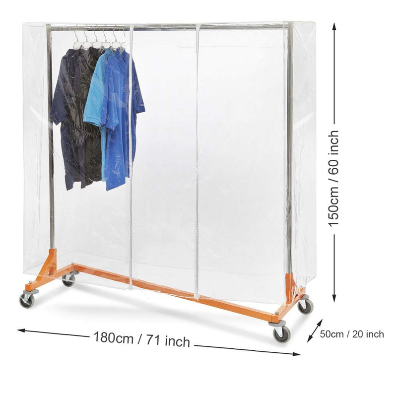 NewNest Australia - Ruibo Clear Garment Rack Cover Dustproof Clothes Rack Cover with 2 Durable Zipper/Clothing Waterproof Protector (L:71x20x60 inch) L/71x20x60 inch 