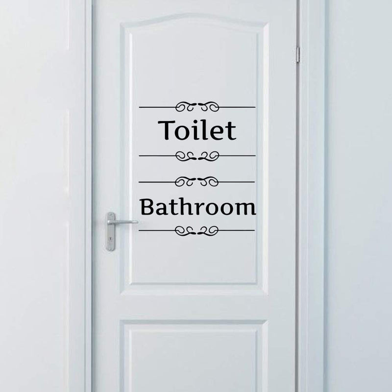 Bestjybt DIY Removable Washroom Toilet Bathroom WC Sign Door Accessories Wall Sticker Home Decor (Bathroom) - NewNest Australia