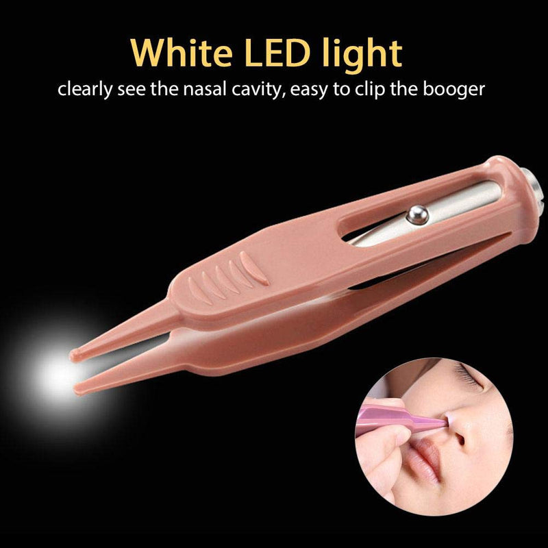 Baby Nasal Tweezer,Baby Cleaning Tweezers Ear Nose Navel Cleaner Remover with LED Light Safety Forceps Body Care Plastic Cleaner Clip - NewNest Australia