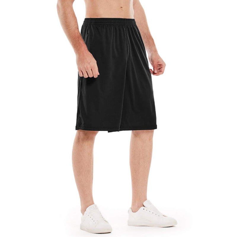 LEAO Men's Basketball Shorts with Zipper Pockets Quick Dry Loose-fit Sports Workout Running Shorts Black X-Large - NewNest Australia