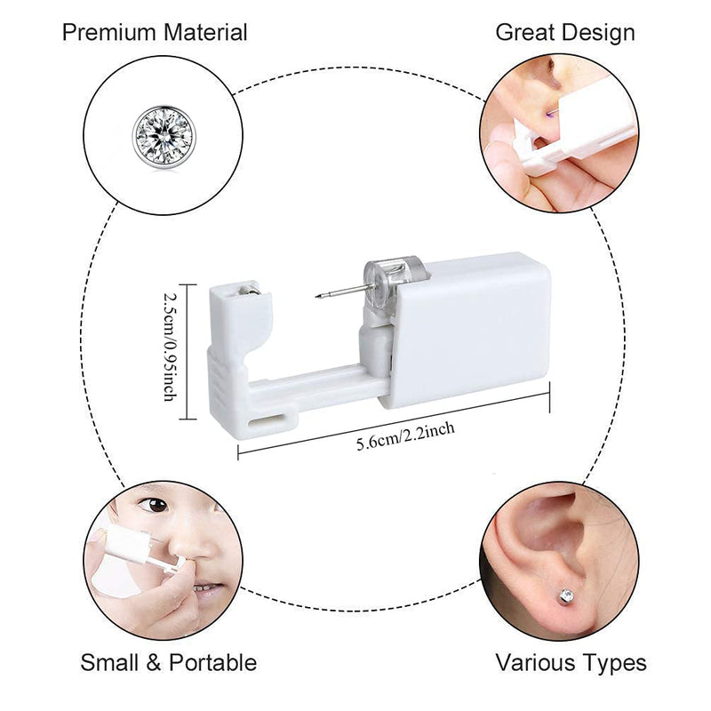 Anzero 2 Pack Self Ear Piercing Gun Disposable Self Ear Piercing Kit Safety Ear Piercing Gun Kit Tool with 2mm Earring Studs - NewNest Australia