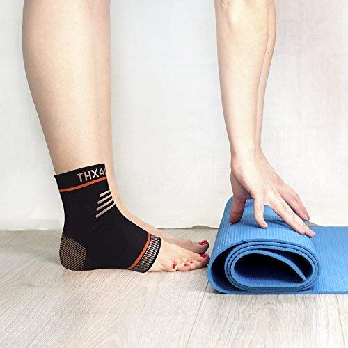Thx4COPPER Infused Compression Ankle Brace, Silicone Ankle Sleeve Support, Pain Relief from Plantar Fasciitis, Achilles Tendonitis- Reduce Foot Swelling & Prevent Ankle Injuries Large - NewNest Australia
