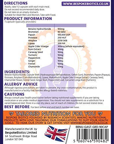 Digestive Enzymes| Bloating, Bowel & Digestion| Leaky Gut| Sp Offer| Betaine+ | 90 Caps | Vegan | Betaine HCL | Great Keto | Bromelaine | Papaine | Mint | Turmeric| Ginger| Cider| UK - NewNest Australia