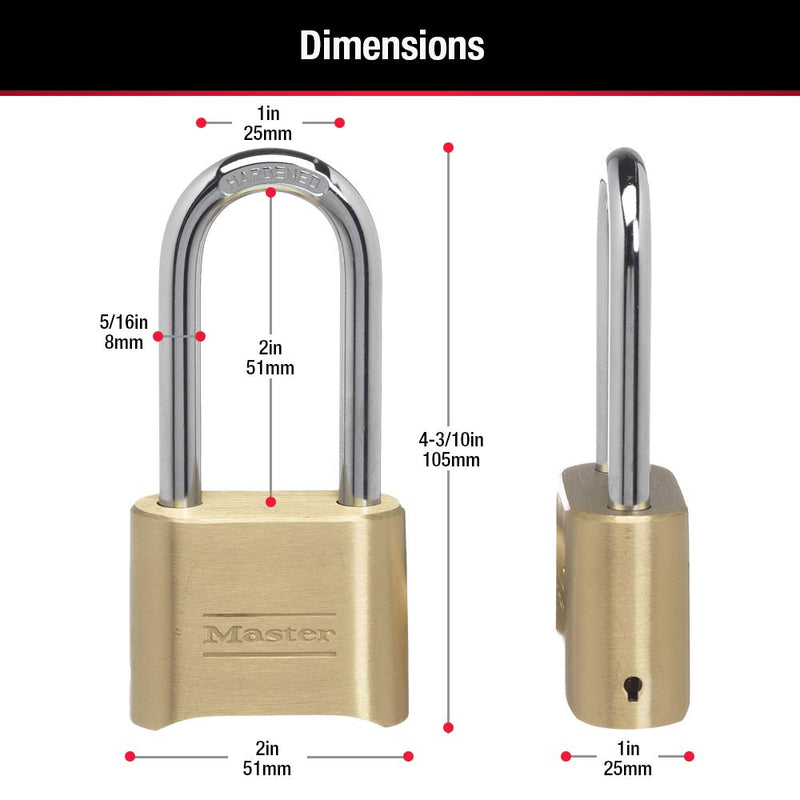 Master Lock 175LH Set Your Own Combination Padlock with Extra Long Shackle, Brass Finish - NewNest Australia