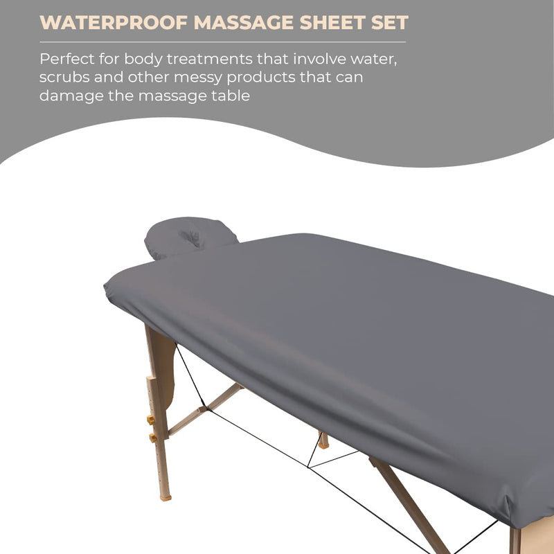 ForPro Waterproof Massage Table Cover, Protective Spa Treatment Sheet Set for Massage Tables, Machine Washable, Includes Massage Fitted Sheet and Face Rest Cover, Cool Grey - NewNest Australia