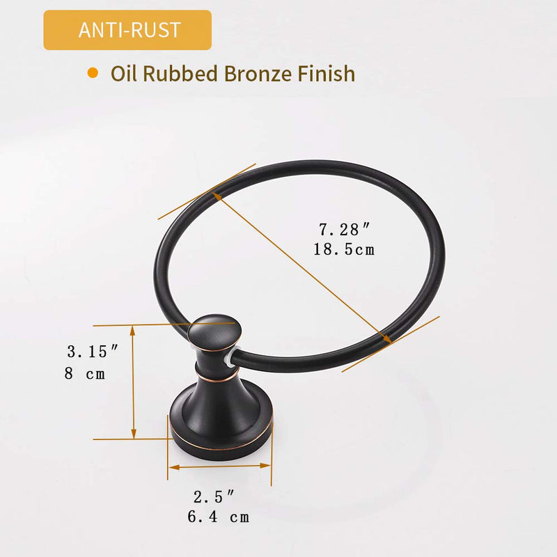 BESy Oil Rubbed Bronze Bathroom Hand Towel Ring Towel Holder, Wall Mounted Bathroom Hardware Accessory - NewNest Australia