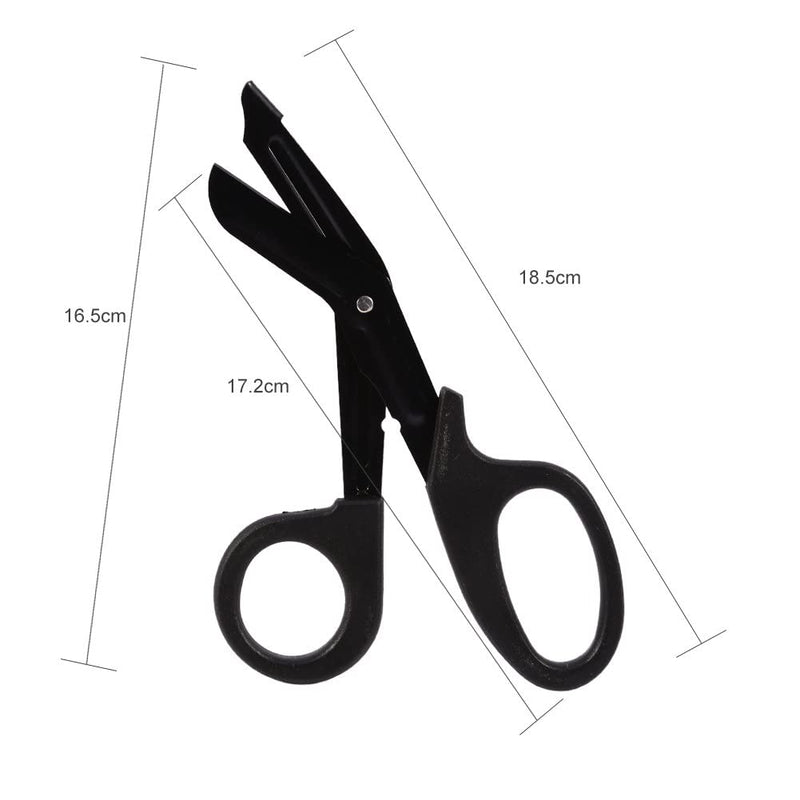 Bandage Scissors 1pc 7" Stainless Steel Nurse Scissors 18.3 x 9.2cm Paramedic First Aid Shears for Cutting Nylon Fabrics Ropes Bandages(Black) Black - NewNest Australia