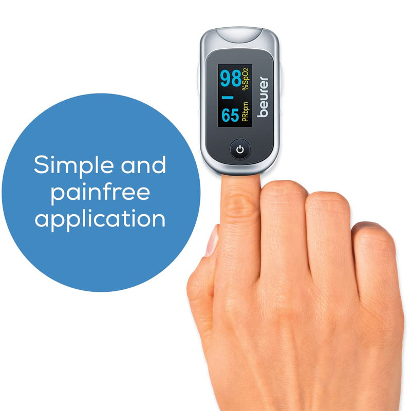 Beurer PO40 Pulse Oximeter | Measures heart rate, arterial oxygen saturation and perfusion index for those with medical conditions | Suitable for high-altitude sports | Medical device Grey - NewNest Australia