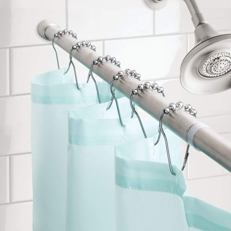 iDesign Metal Roller Shower Curtain Rings/Hooks for Standard Rods in Master, Guest, Kid's Bathroom, 1.5" x 0.25" x 3", Set of 12 - Chrome - NewNest Australia