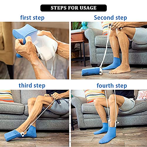 QUUPY 1 Pcs Lazy Shoe Helper,Portable Easy on and Off Shoes Lifting Helper,1 Pcs Sock Aid,with Foam Handle and Adjustable 80cm Length Rope,Used in Pregnant Woman,Elderly, Disabled etc - NewNest Australia