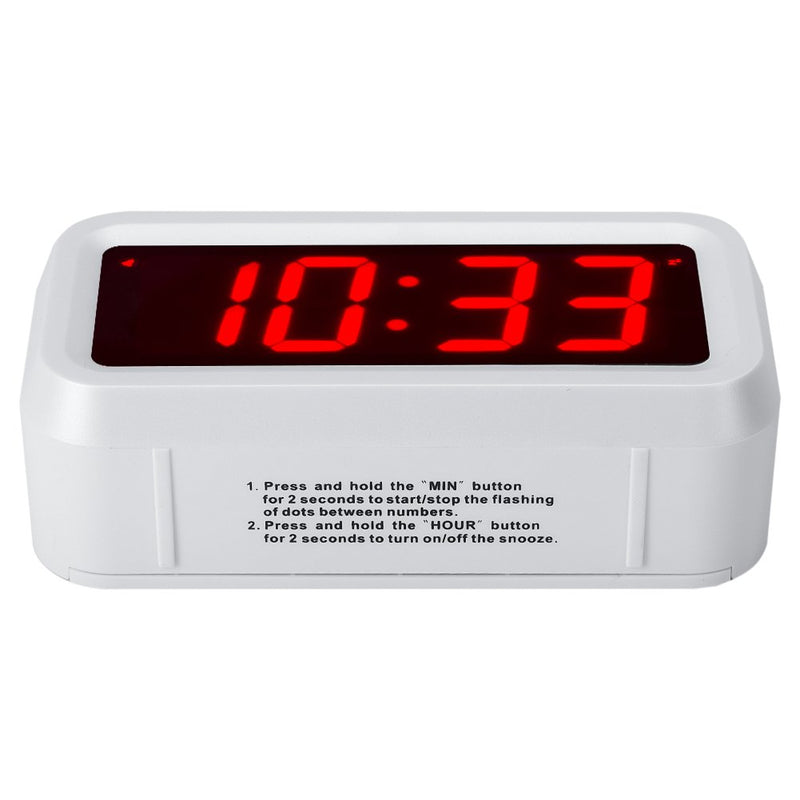 NewNest Australia - Timegyro Digital Alarm Clock Battery Operated with 1.2" Large Display for Bedroom, Heavy Sleepers(White) 