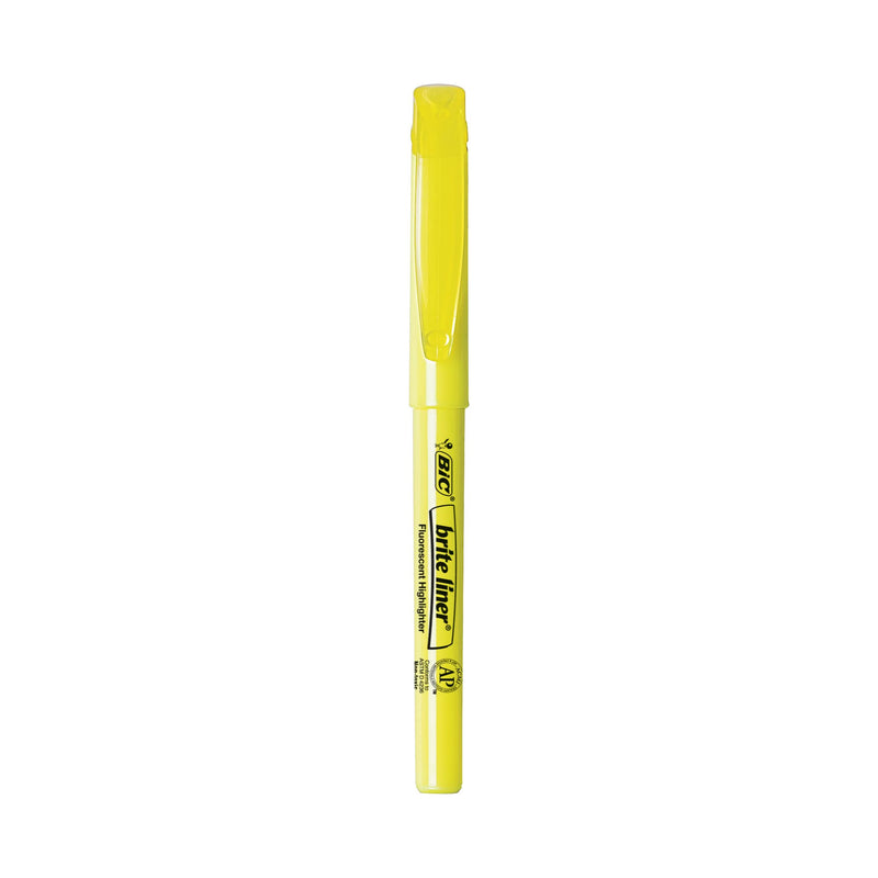 BIC Brite Liner Highlighter, Chisel Tip, Yellow, 24-Count, Chisel Tip for Broad Highlighting or Fine Underlining 24 Count - NewNest Australia