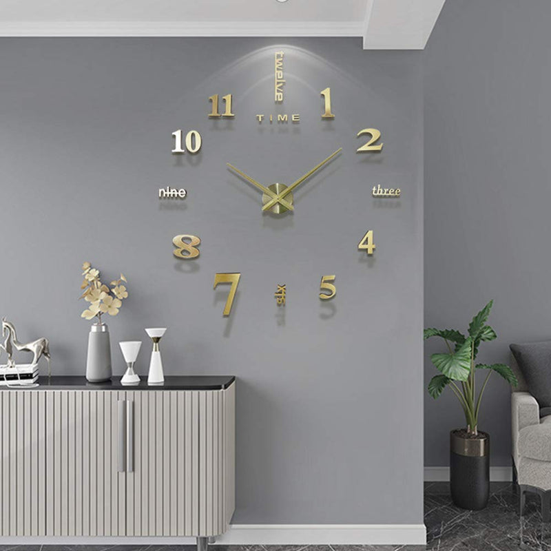 NewNest Australia - LZYMSZ 3D Mirror DIY Wall Clock,Modern Design, Frameless for Decorate The Empty Wall, Like Home, Office, Hotel, Easy to Assemble(Black) Black 