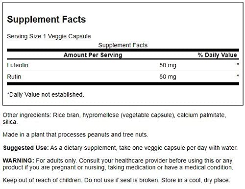 Swanson Luteolin Complex with Rutin Cognitive Enhancer Brain Support Memory Mood Longevity Supplement Molecularly Similar to Apigenin, Luteolin, and Quercetin 100 mg 30 Veggie Capsules 1 - NewNest Australia