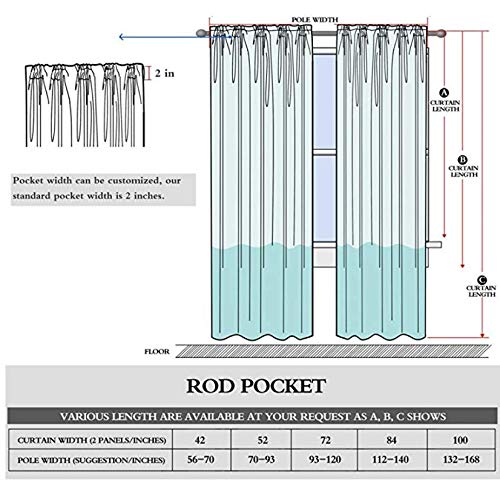 NewNest Australia - Dreaming Casa Solid Sheer Curtains Draperies White Rod Pocket 2 Panels 42" W x 63" L 