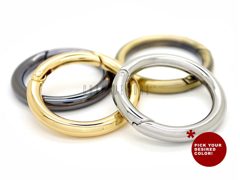 CRAFTMEMORE 2pcs 1 1/2 Inch O Rings Snap Clip Spring Opening O-Ring Carabiner Keyring Round Clasp Buckle Purse Hardware SCOS (Gold) Gold - NewNest Australia