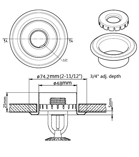 Happy Tree (12 Pack) 1/2" IPS Fire Sprinkler Head Semi-Recessed Escutcheon Plate 2 Piece Cover Ring White 12 Pack - NewNest Australia