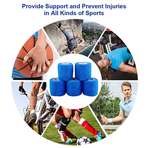Tape Bandage Bandage, 5 Pieces Non-Woven Fabric Waterproof Self-Adhesive Bandage Self-Adhesive Non-Woven Fabric Cohesive Wrap Elastic Bandage For Outdoor Sports, 5 Cm X 4.5 M (Blue) - NewNest Australia