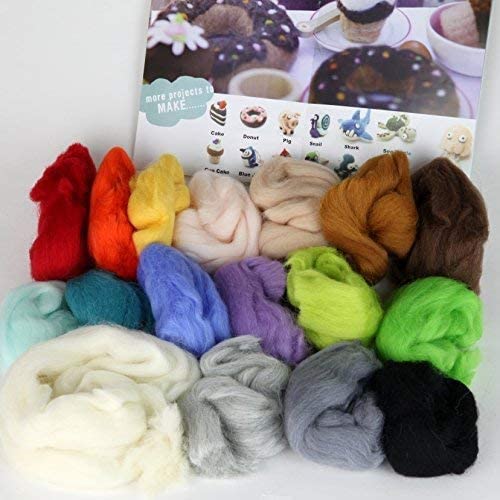 Woolbuddy Needle Felting Kit, Felt Starter Kit, Felting Kits for Beginners, Adult Crafts and Kids, Felt Animal Kit, Wool Craft Kit, 16 Colors Handmade Felting Wool, 6 Felting Needles with Booklet - NewNest Australia