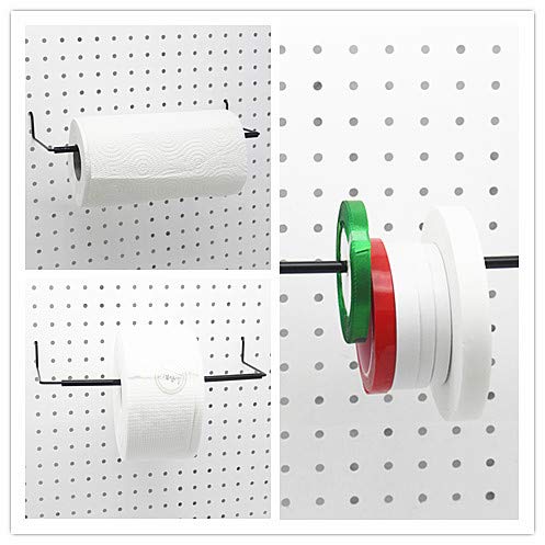 Paper Towel Holder for Pegboard, Extendable, Fit Any Standard Pegboard, Pegboard Organization Accessory Hook for Workshop, Garage, Kitchen, Laundry Room, Bathroom 2 Packs, Black (2 PCS) 2 PCS - NewNest Australia
