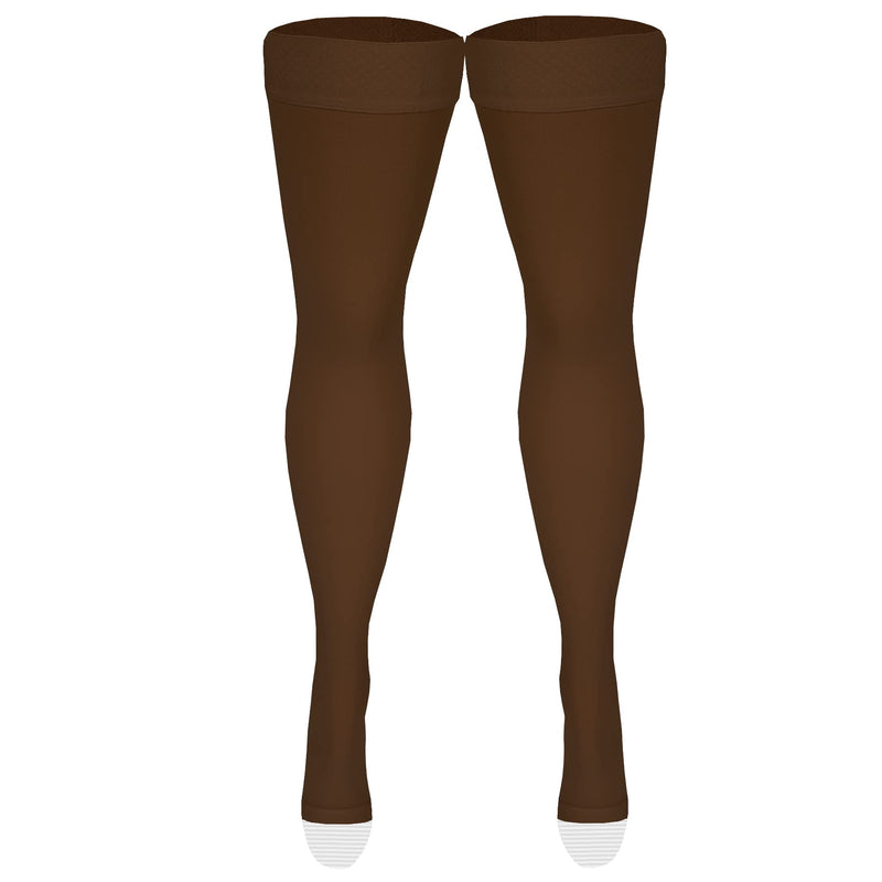 NuVein Medical Compression Stockings, 20-30 mmHg Support, Women & Men Thigh Length Hose, Open Toe, Brown, Small Small (1 Pair) - NewNest Australia