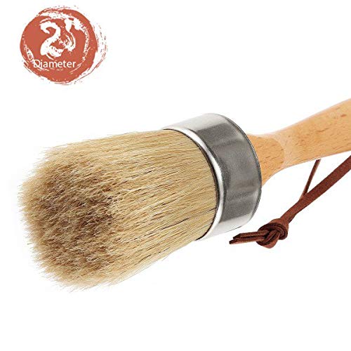 Large 2-in-1 Round Chalk & Wax Finishing Brush All Natural Hog Bristles Ergonomic Handle Stencil & Pouncer Paintbrush for DIY Furniture, Hobby Paint, Faux & Wax Finishing, Stenciling [2" x 2.36"] Single Pack - NewNest Australia