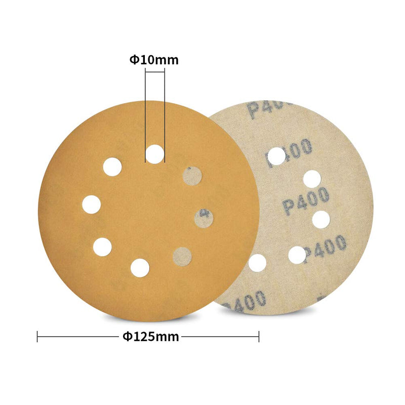 SPEEDWOX 50 Pcs 5 Inches 8 Hole Sanding Discs 400 Grit Dustless Hook and Loop Sandpaper for Random Orbital Sander Yellow Finishing Discs for Automotive Woodworking 400-Grit - NewNest Australia