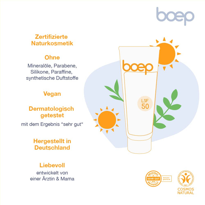 boep Sunscreen Sensitive SPF50 | For face & body | Sun protection for babies, children & adults | Mineral sunscreen for beach or ski winter holidays | Vegan natural cosmetics (50ml) - NewNest Australia