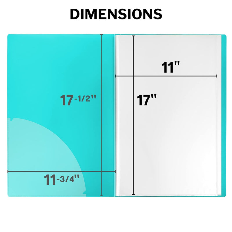 Dunwell 11x17 Binder with Plastic Sleeves - Portfolio Binder 11 x 17 (Aqua), 24-Pocket Bound Presentation Book with Clear Sleeves, Displays 48 Pages of 17x11 Ledger Size Posters, Artwork, Collectibles 1 Pack Aqua - NewNest Australia