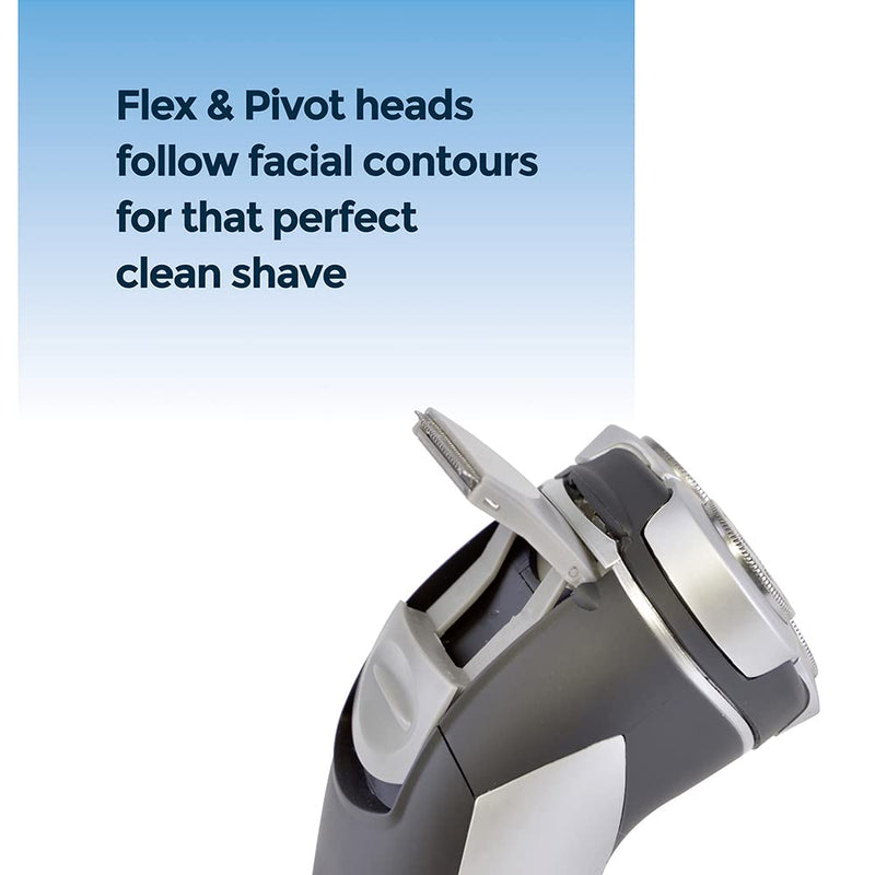 Paul Anthony Pro Series 3 Titanium Mens Cordless Rotary Shaver / 3 Titanium Steel Flexible Heads / 40 Minute Usage / Washable Head / Comfortable Rubberised Grip - Silver / Black - H5010BK Rotary Shaver Pro - NewNest Australia