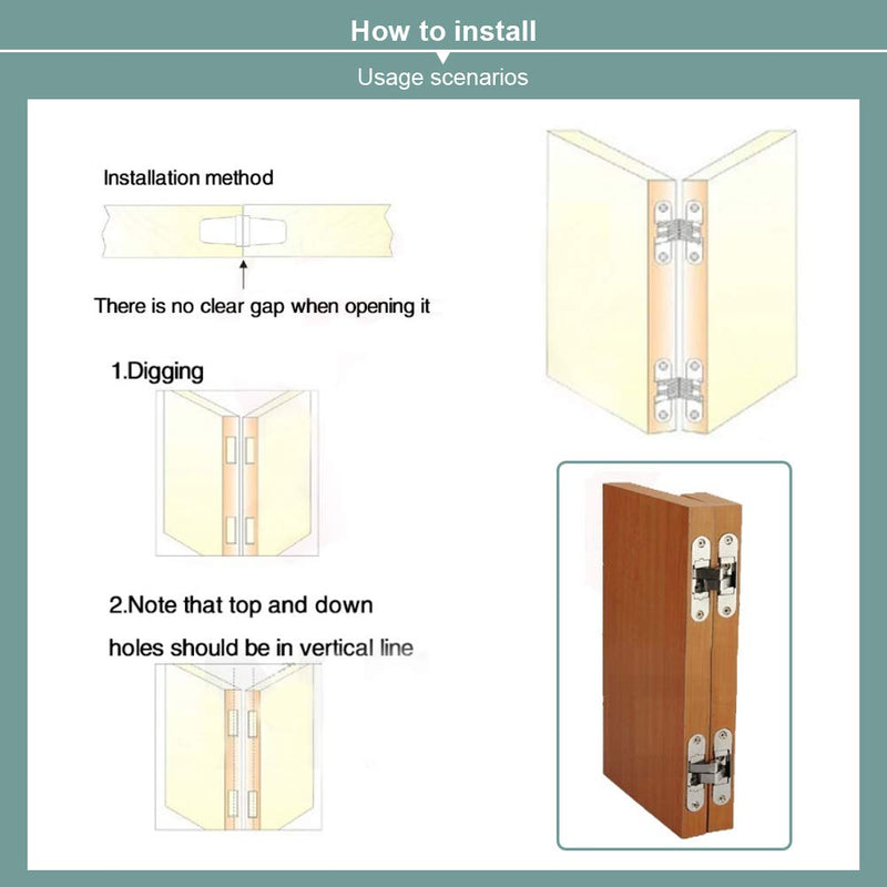 Zinc Alloy Hidden Hinge Invisible Folding Door Concealed Cross Hidden Hinges for Furniture Hardware Folding Door(43.7mm) 43.7mm - NewNest Australia