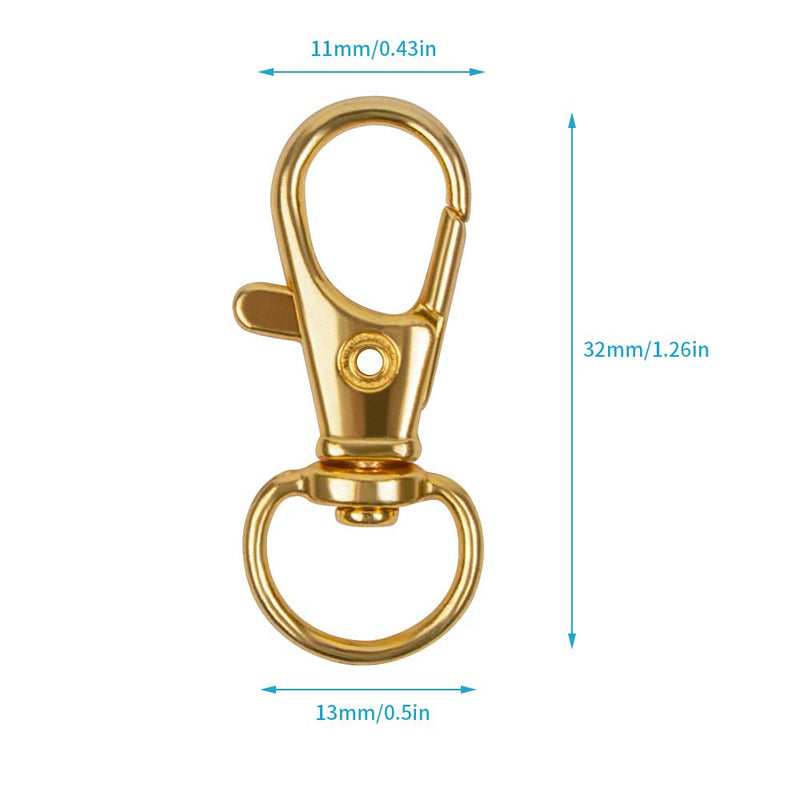 100PCS Keychain Hooks with Key Rings, Metal Swivel Lobster Claw Clasps, for Keychain Clip Lanyard, Jewelry Making, Crafts (Golden) Golden - NewNest Australia