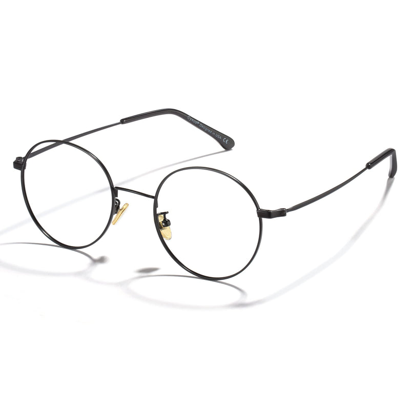 Cyxus Round Blue Light Glasses for Men Women Wire Frame UV Blocking Computer Glasses Clear Lens Metal Eyewear Ultra Light Relieve Digital Screen Eye Strain, Headache 00 - Black - NewNest Australia