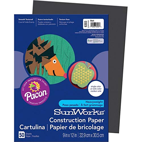 SunWorks Construction Paper, Black, 9" x 12", 50 Sheets - NewNest Australia